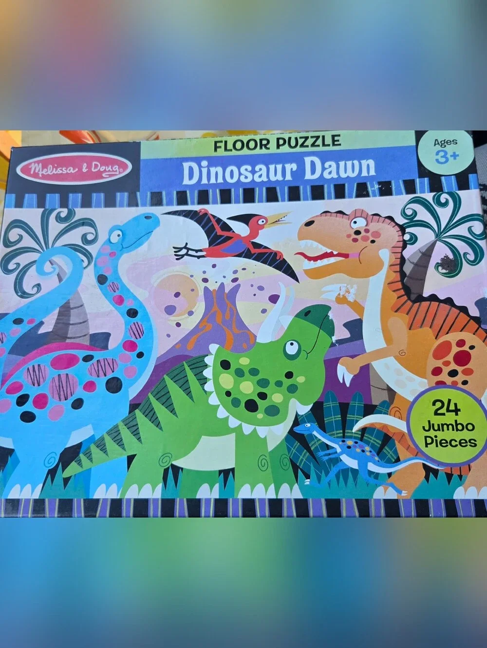 Melissa & Doug Dinosaur Dawn 24-Piece Jumbo Floor Puzzle 2' x 3' COMPLETE